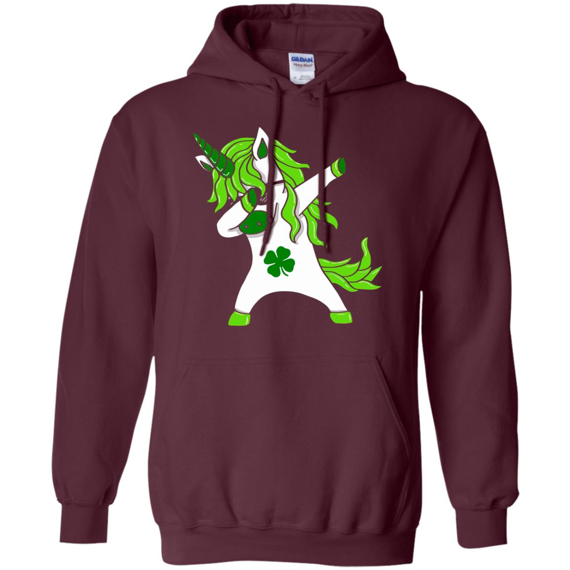 Dabbing Unicorn St Patricks Day Lepricorn T-shirt Maroon