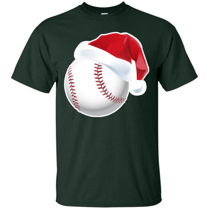 Baseball With Santa Claus Hat X-mas Shirt For Baseball Lovers Forest
