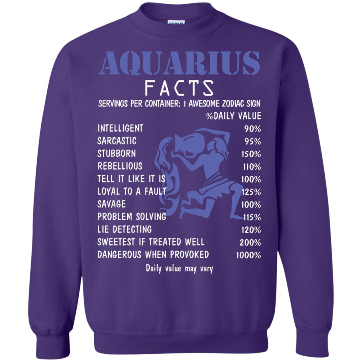 Aquarius Facts 1 Awesome Zodiac Sign Gift Shirt Fo Aquarius Horoscope Purple