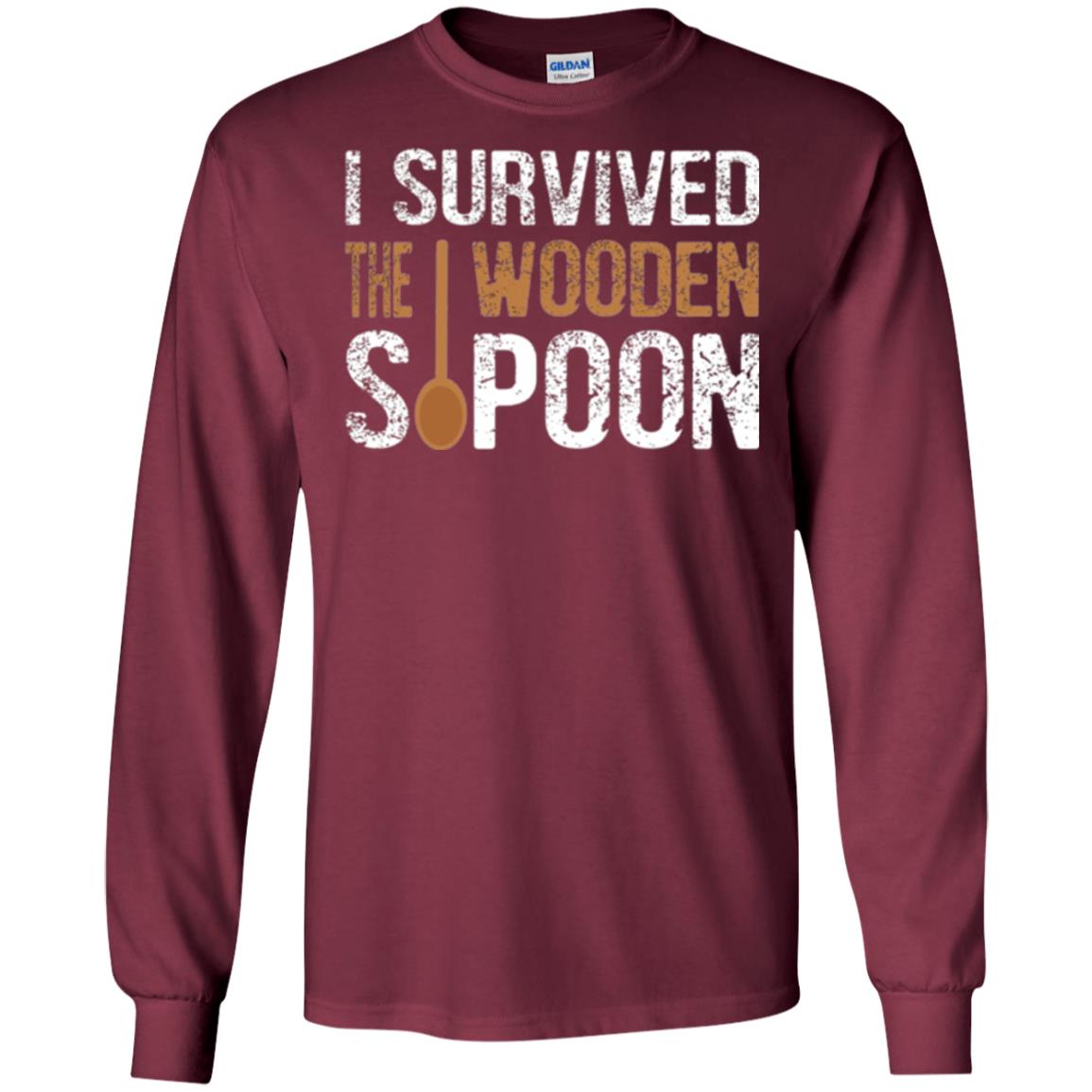 Spoon T-shirt I Survived The Wooden Spoon Maroon