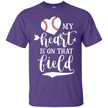 My Heart Is On That Field Softball Mom Shirt Purple