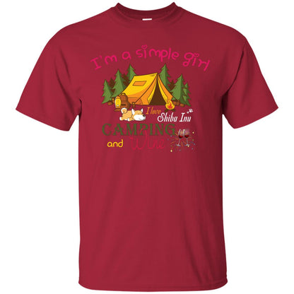 I’m A Simple Girl I Love Shiba Inu Camping And Wine Shirt Cardinal