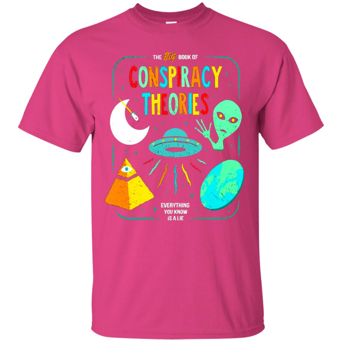 The Big Book Of Conspiracy Theories Funny Bookworm T-shirt Heliconia
