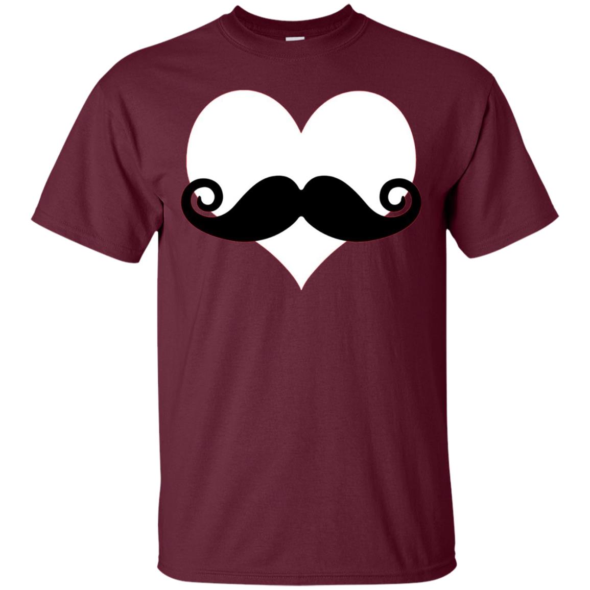 Mustache Heart Valentines Day T-shirt Maroon