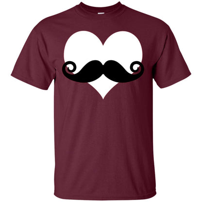 Mustache Heart Valentines Day T-shirt Maroon