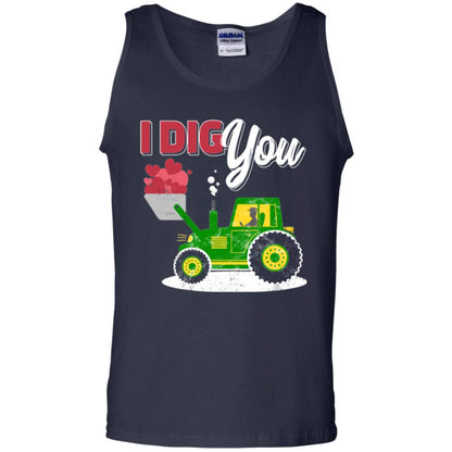 Farmer Valentines Day T-shirt Farm Tractor I Dig You Navy