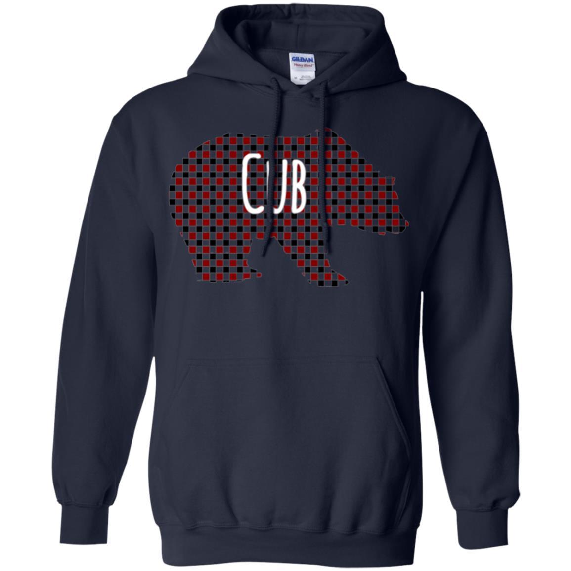 Family Christmas T-shirt Red Plaid Cub Bear Navy
