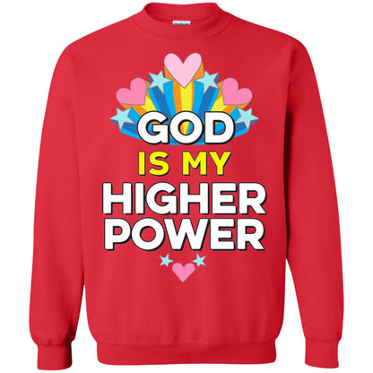 Funny Christian T-shirt God Is My Higher Power Hearts Stars Red