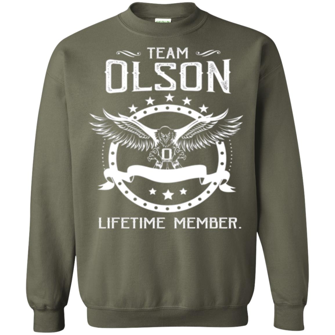 Family T-shirt Team Olson Lifetime Member Military Green