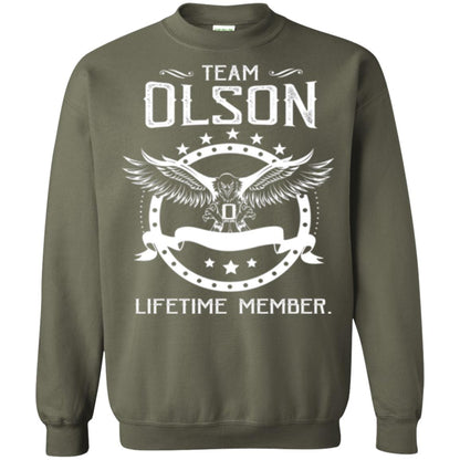 Family T-shirt Team Olson Lifetime Member Military Green