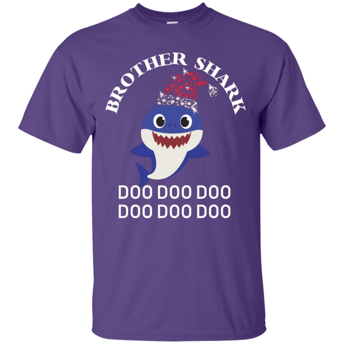 Brother Shark With Santa Claus Hat Merry X-mas Family Shark Gift Shirt Purple