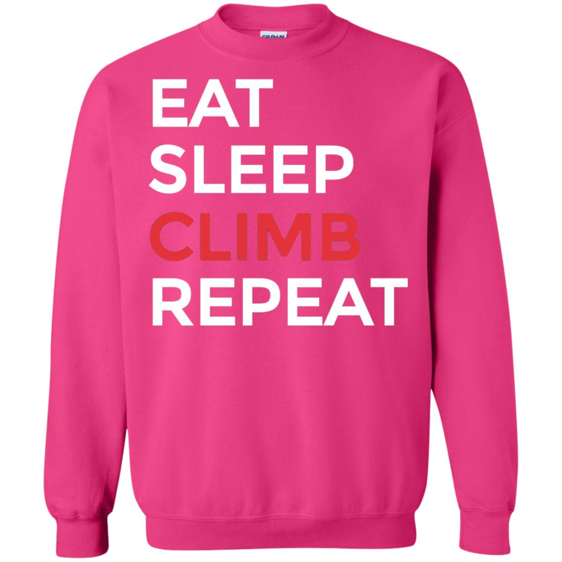 Eat Sleep Climb Repeat Mountain Climber Rock Climbing Shirt Heliconia