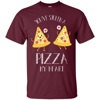 Pizza Lover T-shirt You've Stolen A Pizza My Heart Maroon