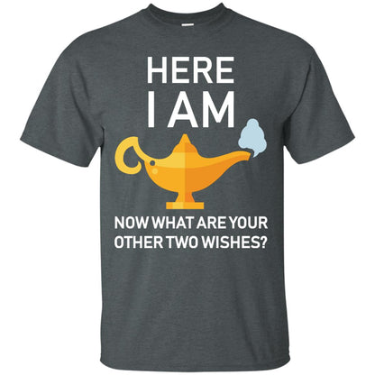 Here I Am Now What Are Your Other Two Wishes Lamp Shirt Dark Heather