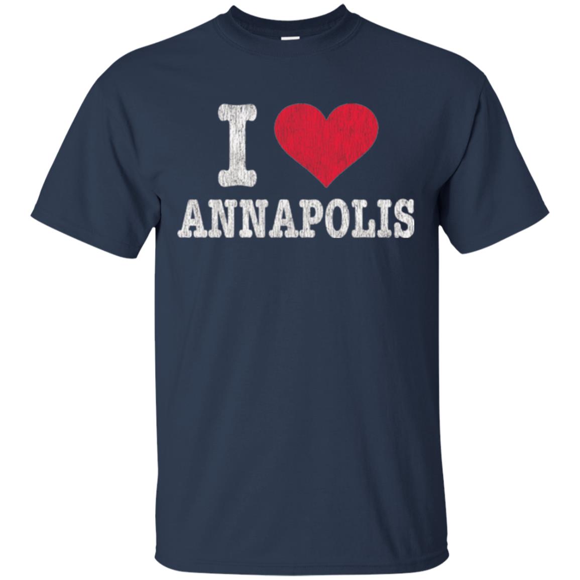 Distressed Retro I Love Annapolis T-shirt Navy