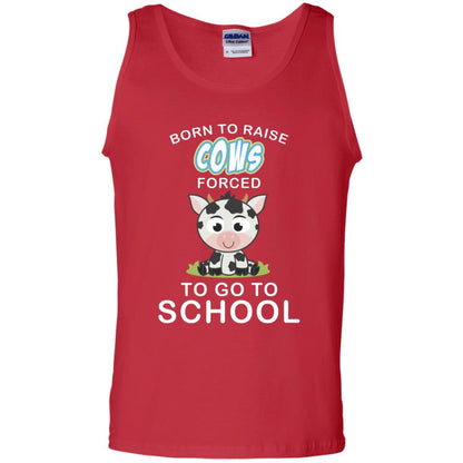 Born To Raise Cows Forced To Go To School Shirt Red