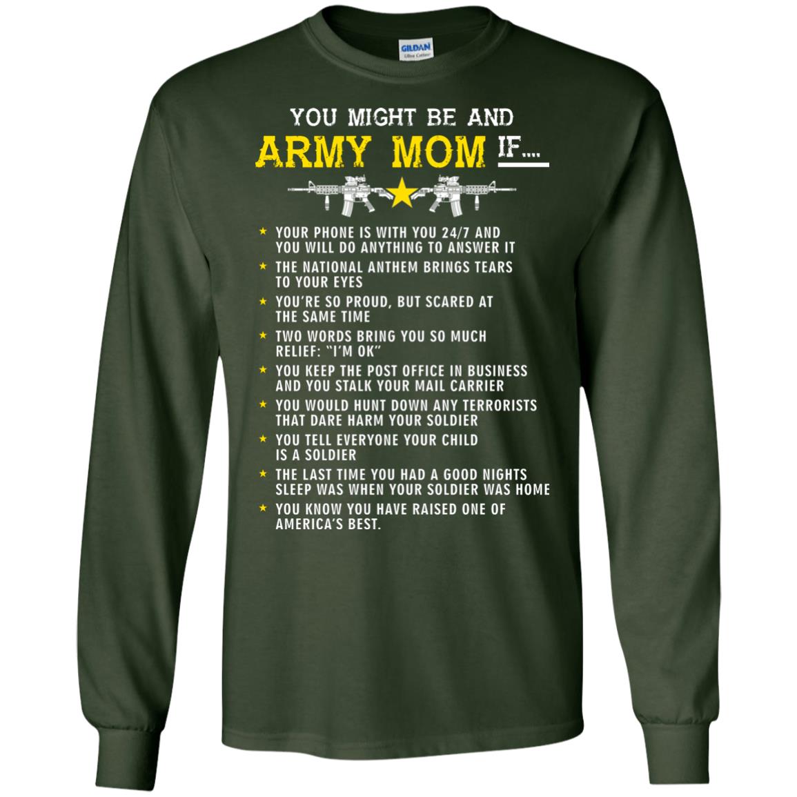 Veteran T-shirt You Might Be An Army Mom If Forest Green