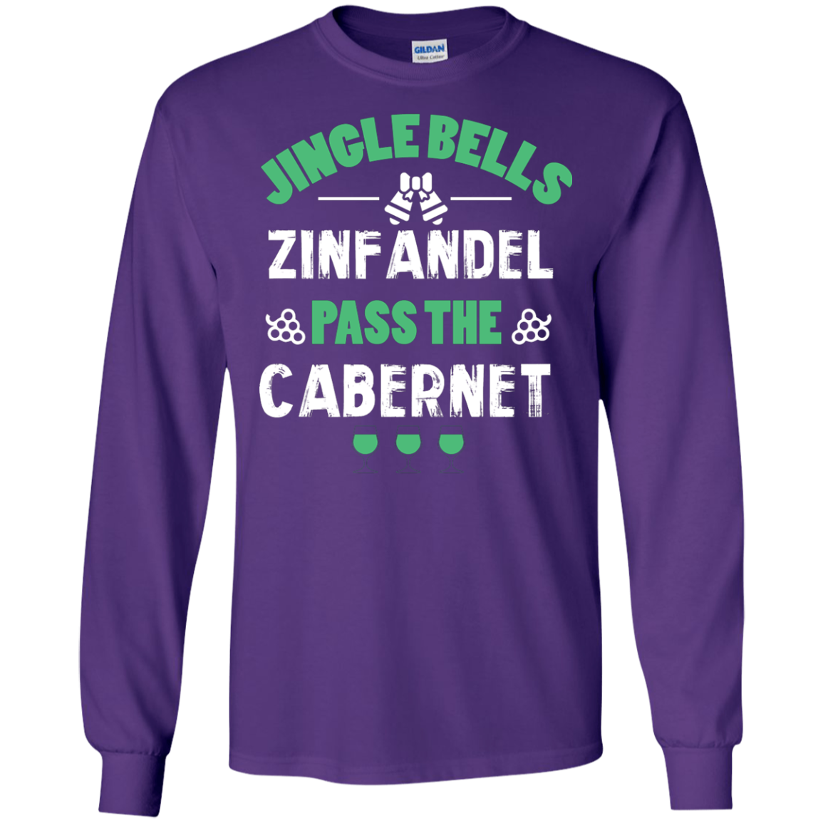 Christmas T-Shirt Jingle Bells Zinfandel Pass The Cabernet Purple