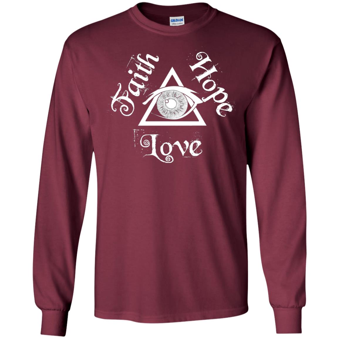 Faith Hope Love Eye Of Providence Esoteric Shirt Maroon