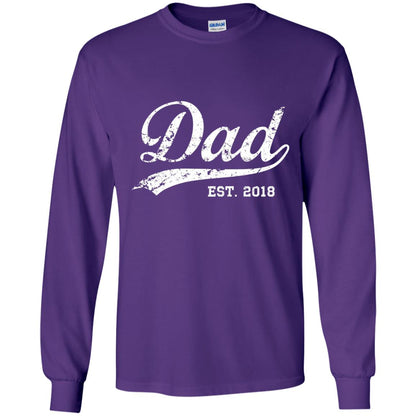 Dad Est. 2018 Vintage New Dad Daddy T-shirt Purple