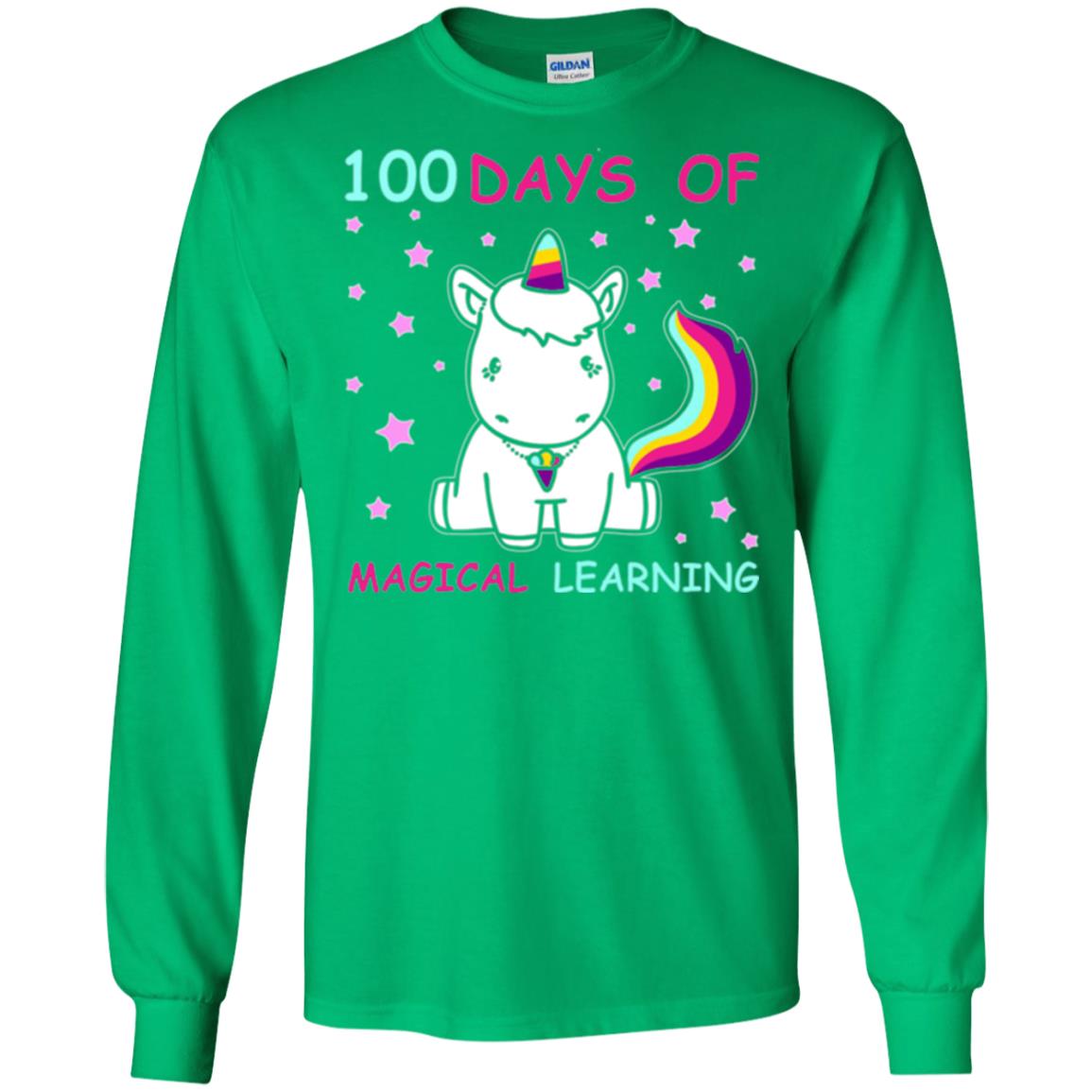 Unicorn Lover T-shirt 100 Days Of Mgical Learning Irish Green