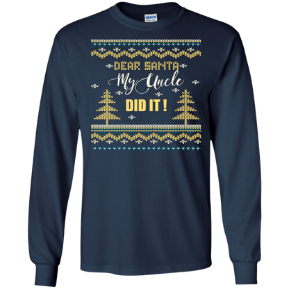 Christmas T-shirt Dear Santa My Uncle Did It Navy