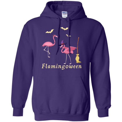 Flamingoween Flamingo Wicth Ride Stick Funny Quote On Haloween Gift Shirt Purple