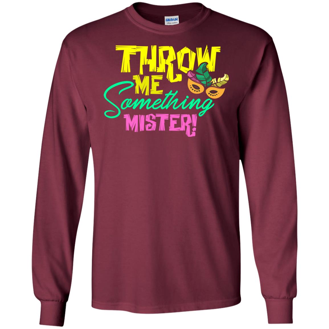 Mardi Gras T-shirt Throw Me Something Mister Maroon