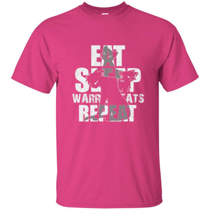 Cat Lover T-shirt Eat Sleep Warrior Cats Repeat Heliconia
