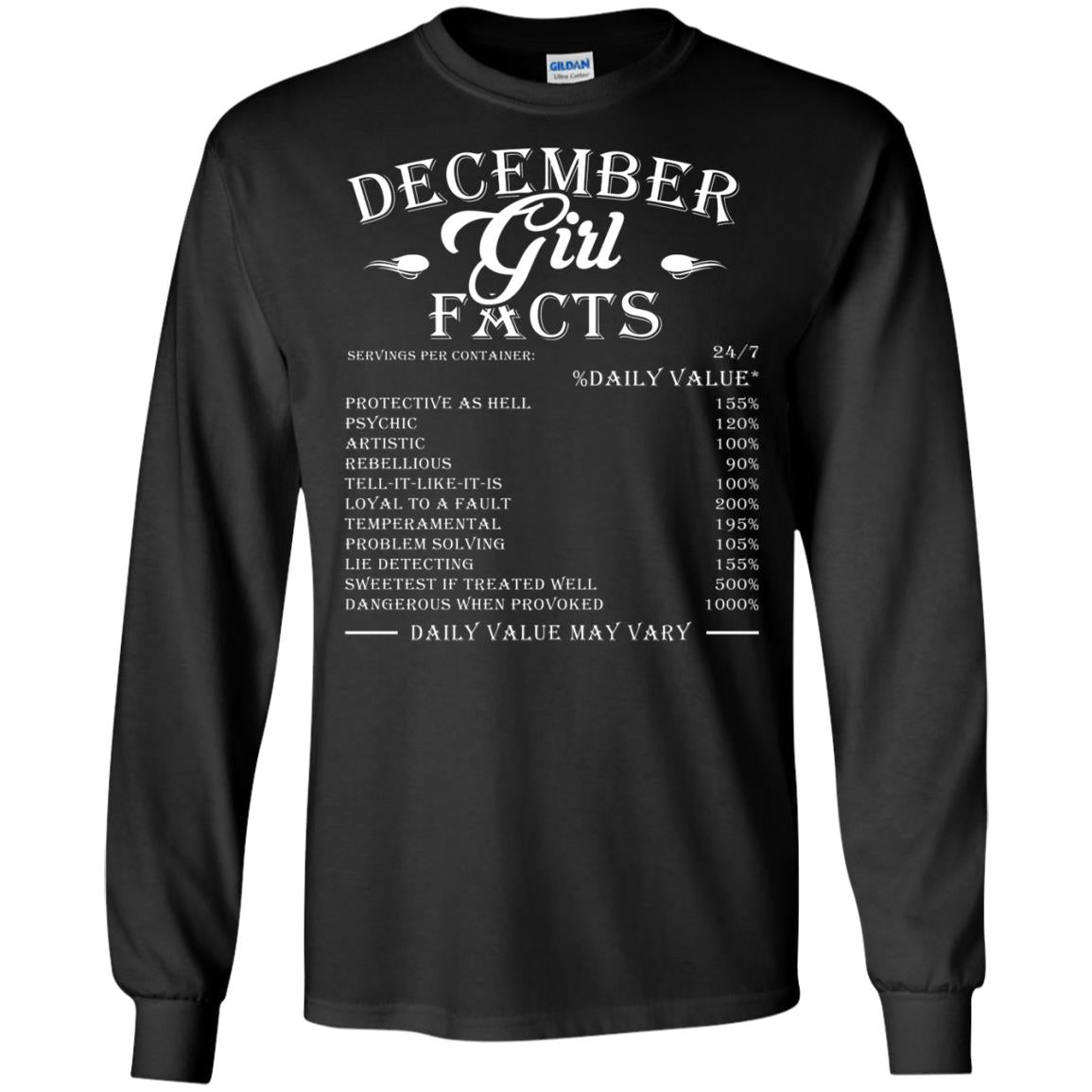 December Girl Facts T-shirt Black