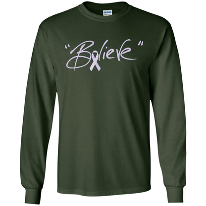 All Cancer Awareness Shirt Lavender Ribbon Believe Forest Green