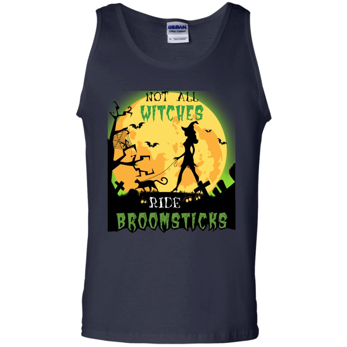 Not All Witches Ride Broomsticks Witches Walk With Cat Funny Halloween Shirt Navy