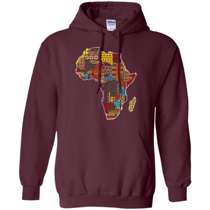 African Pride Traditional Ethnic Pattern Africa Map Shirt Maroon