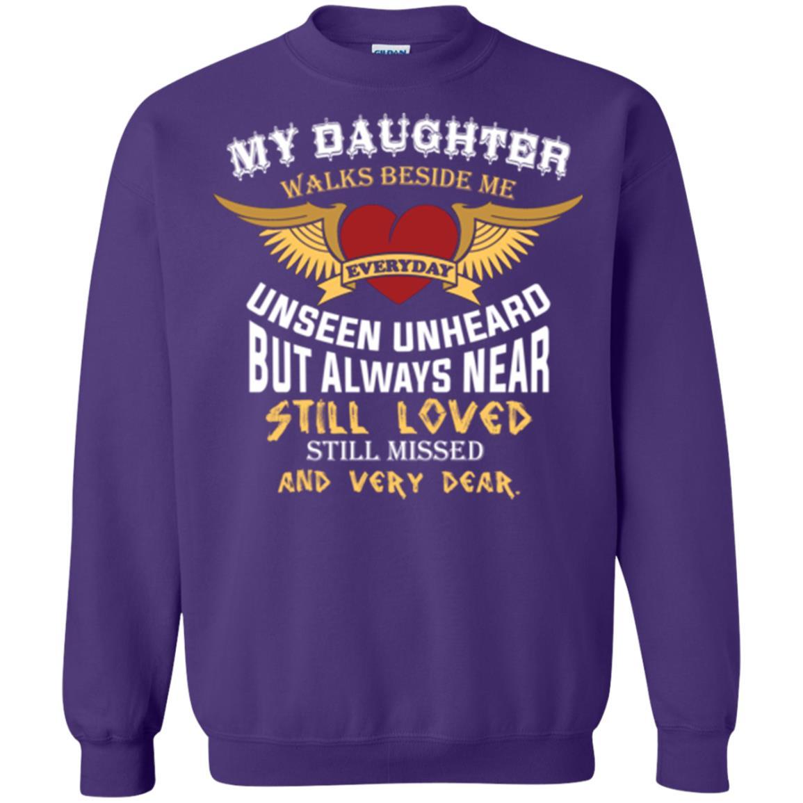 Family T-shirt My Daughter Walks Beside Me Everyday Purple