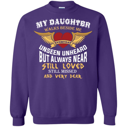 Family T-shirt My Daughter Walks Beside Me Everyday Purple