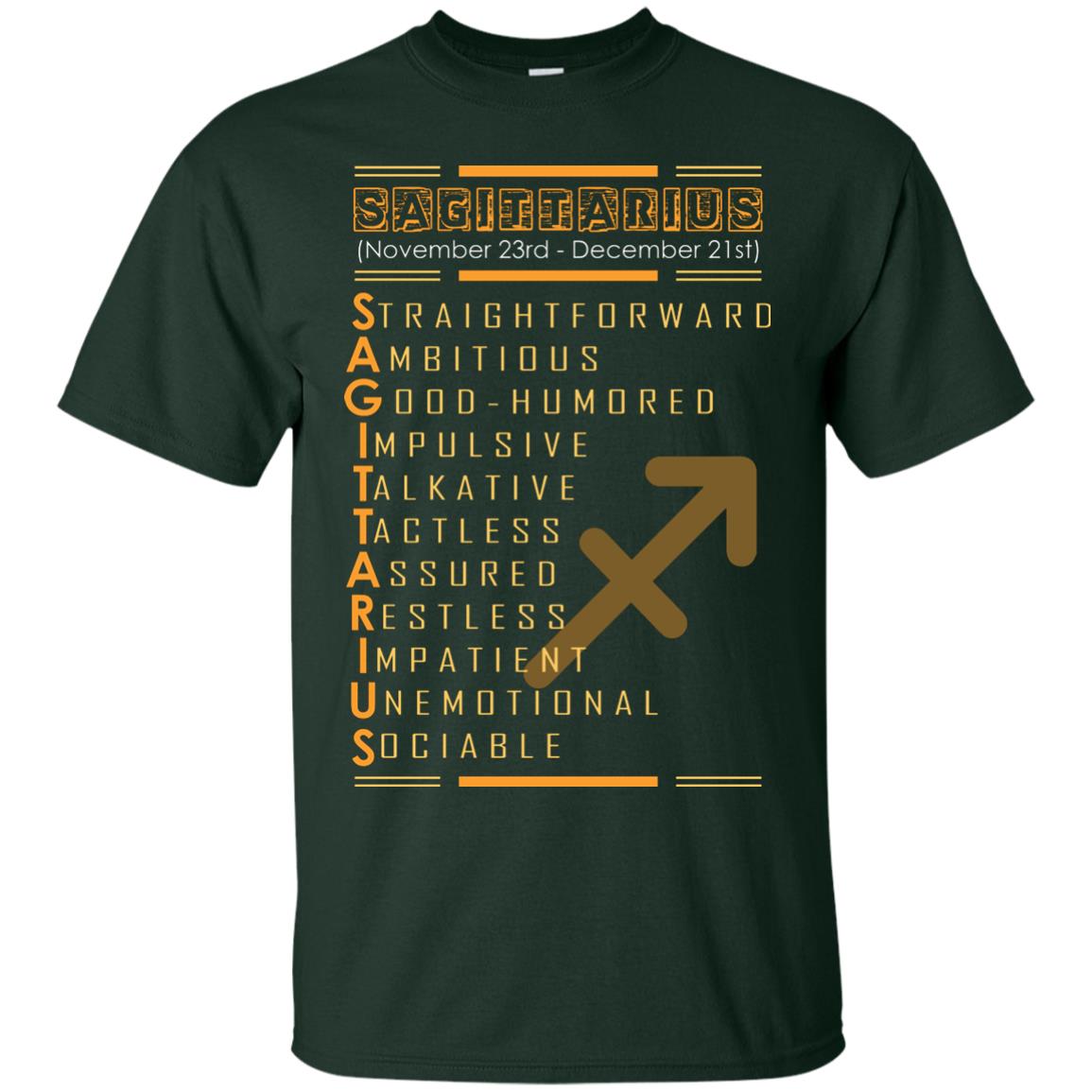 Sagittarius Birthday Shirt Straightforward Ambitious Good Humored Impulsive Talkative Forest