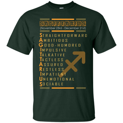 Sagittarius Birthday Shirt Straightforward Ambitious Good Humored Impulsive Talkative Forest