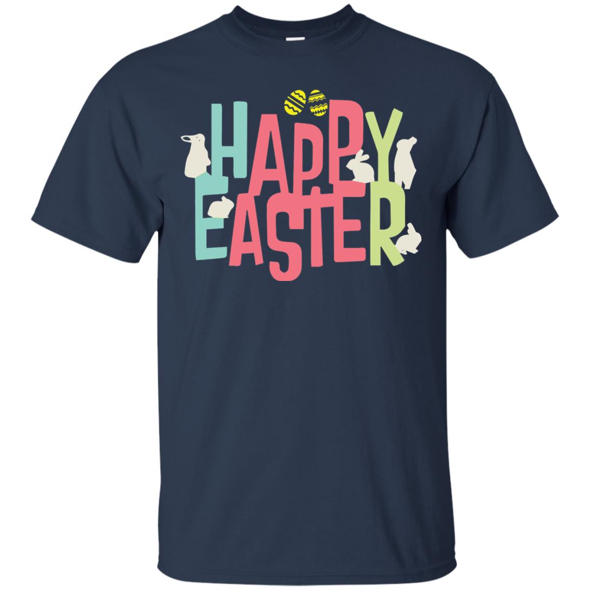 Happy Easter Eggs Bunny T-shirt Navy