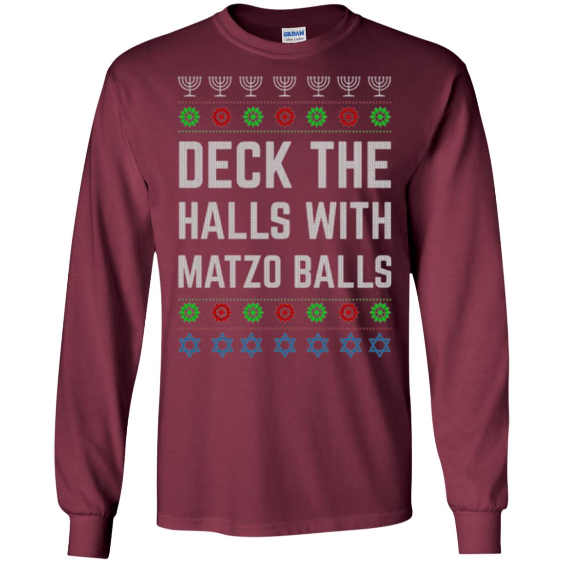 Christmas T-shirt Deck The Halls With Matzo Balls Maroon
