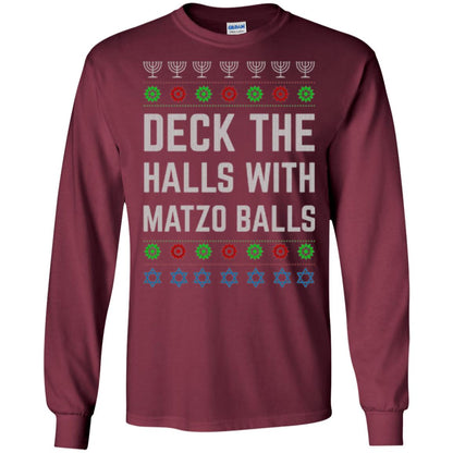 Christmas T-shirt Deck The Halls With Matzo Balls Maroon
