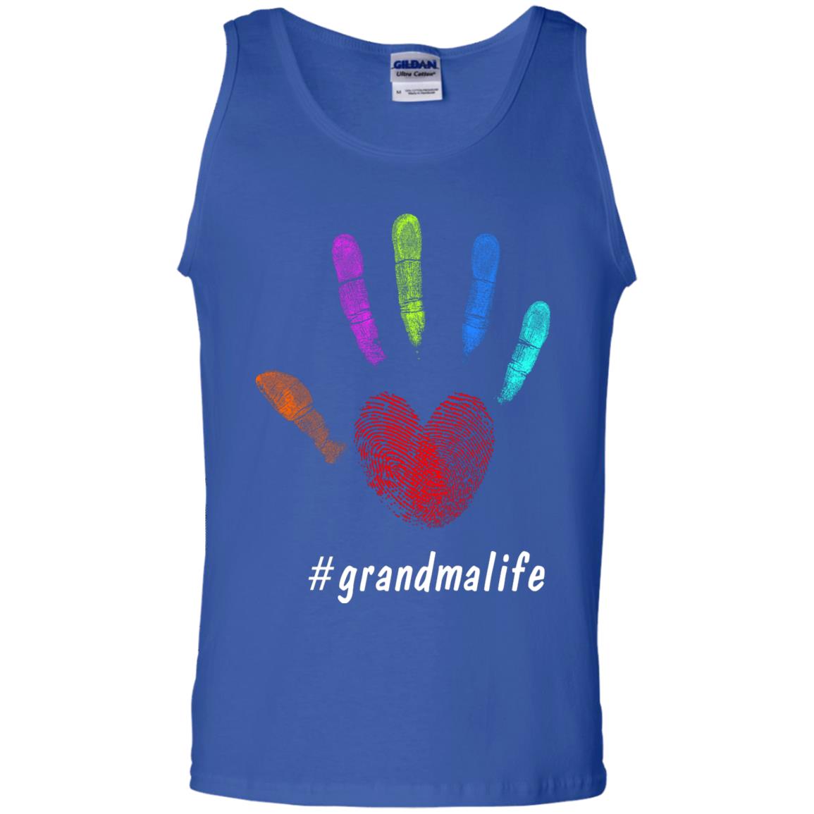 Grandma Life Fingerprint Heart Hand Grandmom Grandmother Shirt Royal