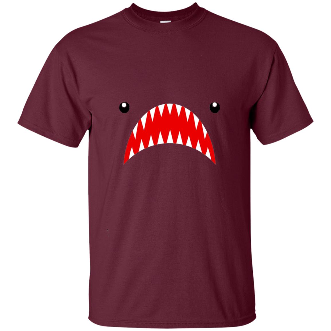 Shark Face Teeth The Week Open Mouth Shirt Maroon