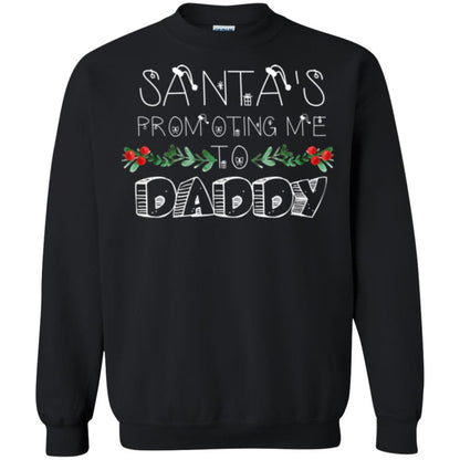 Family Christmas T-shirt Santa's Promoting Me To Daddy Black
