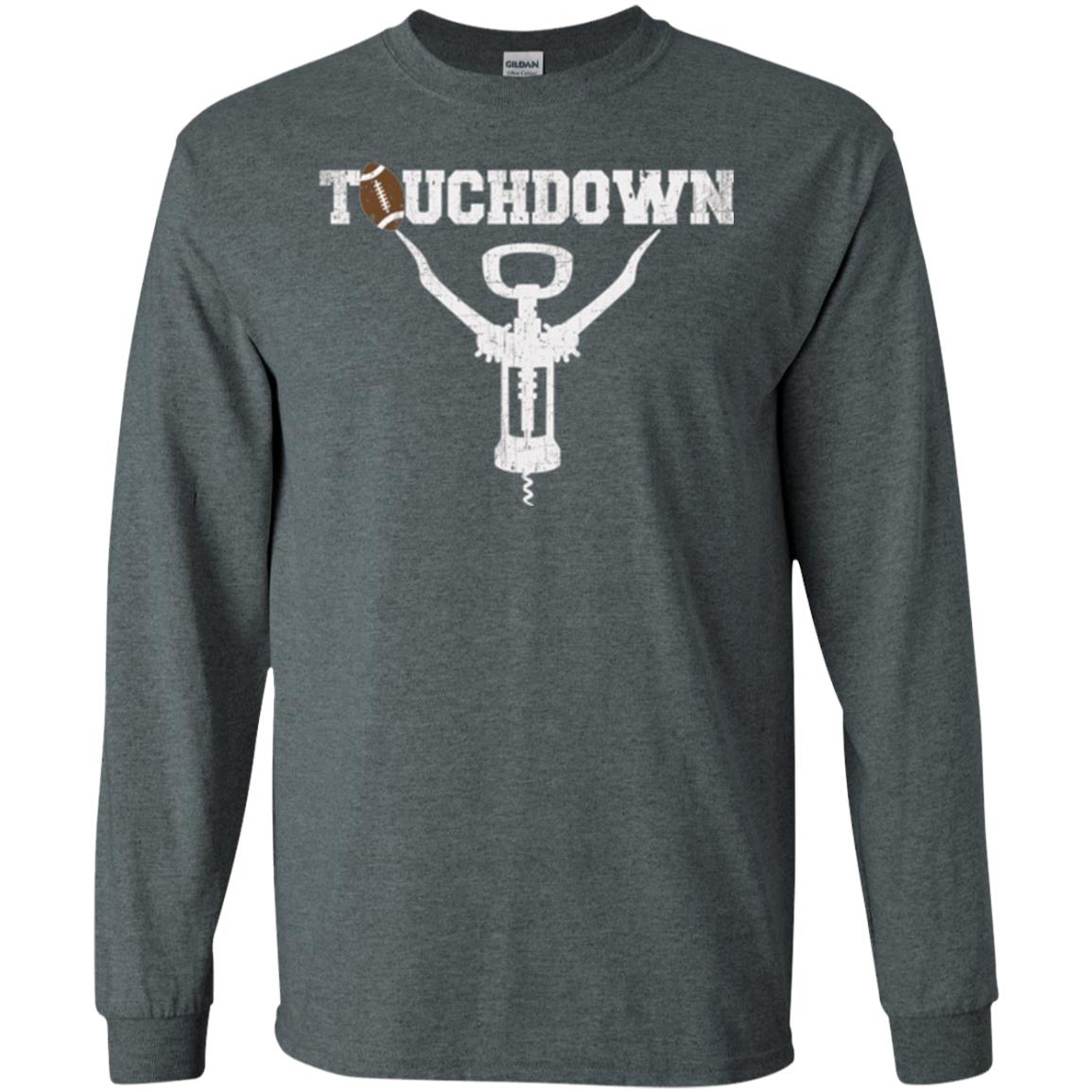 Football T-shirt Touchdown Funny Football Wine Lovers Dark Heather
