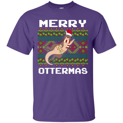 Merry Ottermas Funny Otter Lovers Ugly Sweater X-mas Gift Shirt Purple