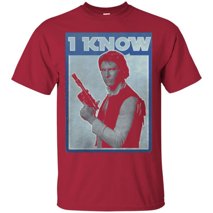 Film T-shirt Han Solo Iconic Unscripted I Know Graphic Cardinal