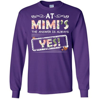 At Mimi_s The Answer Is Always Yes Mimi Shirt For Grandkids Purple