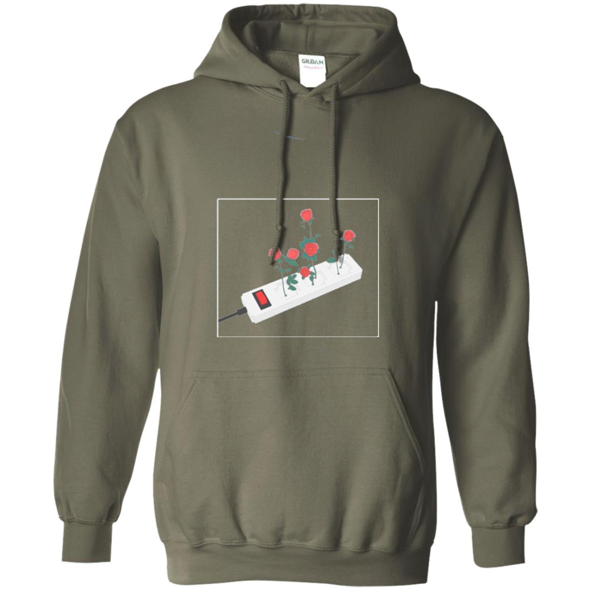 Flower Power Cute Art Aesthetic Vaporwave Digital Rose T-shirt Military Green