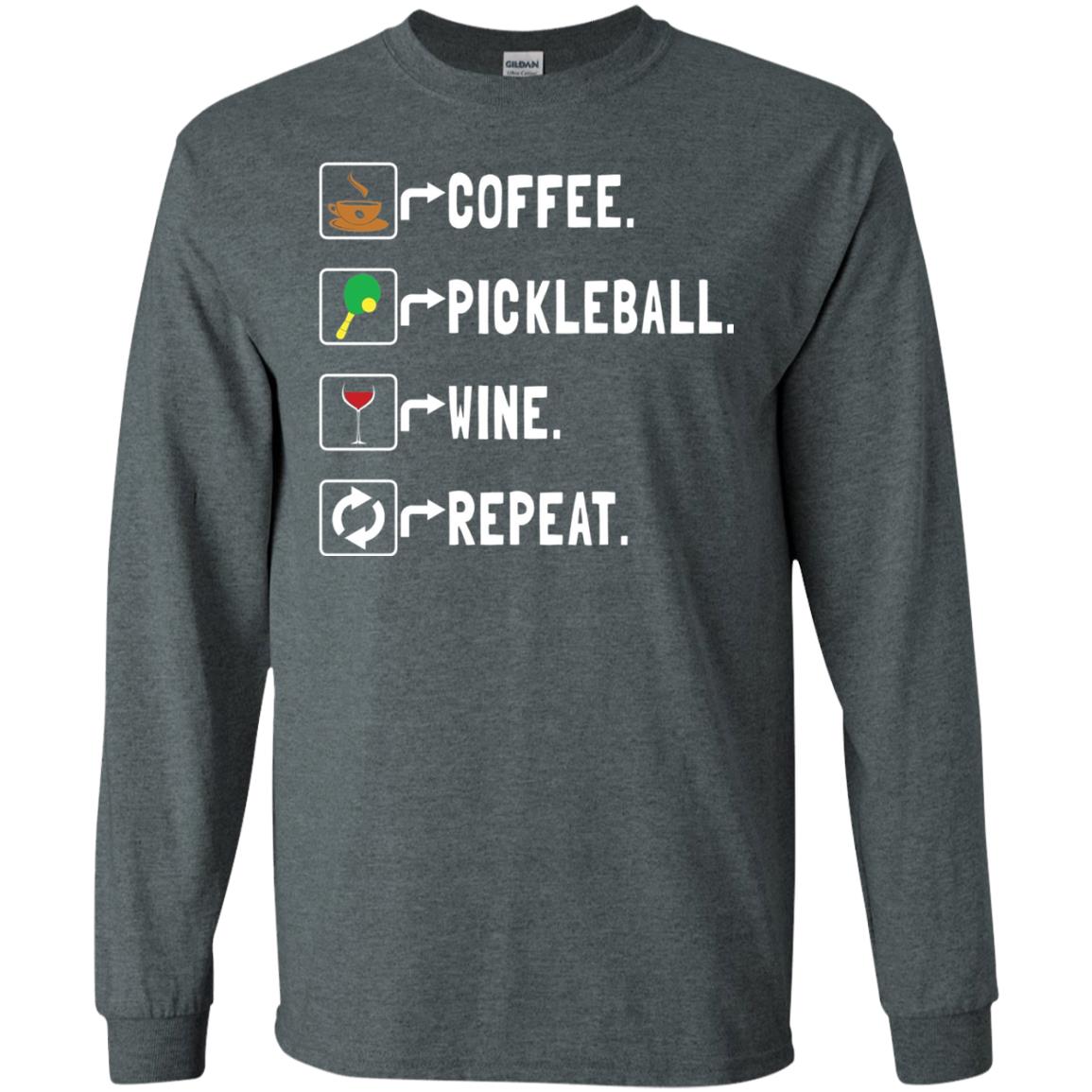 Funny Coffee Lovers T-shirt Pickleball Wine Repeat Dark Heather