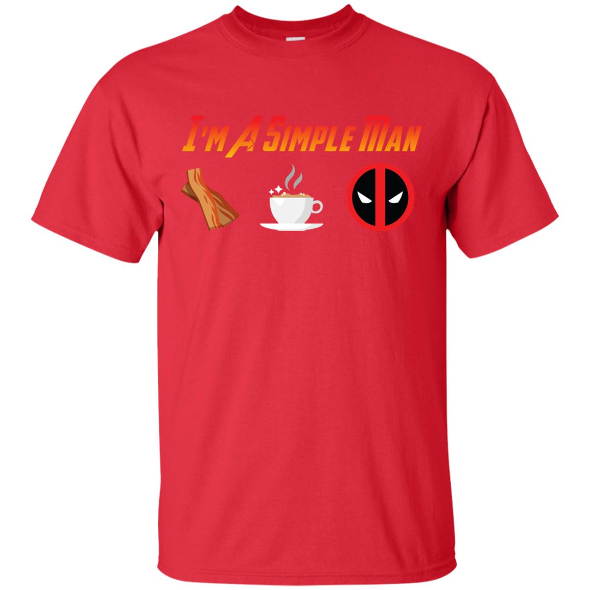 I_m A Simple Man Bacon Coffee And Deadpool Shirt For Man Red